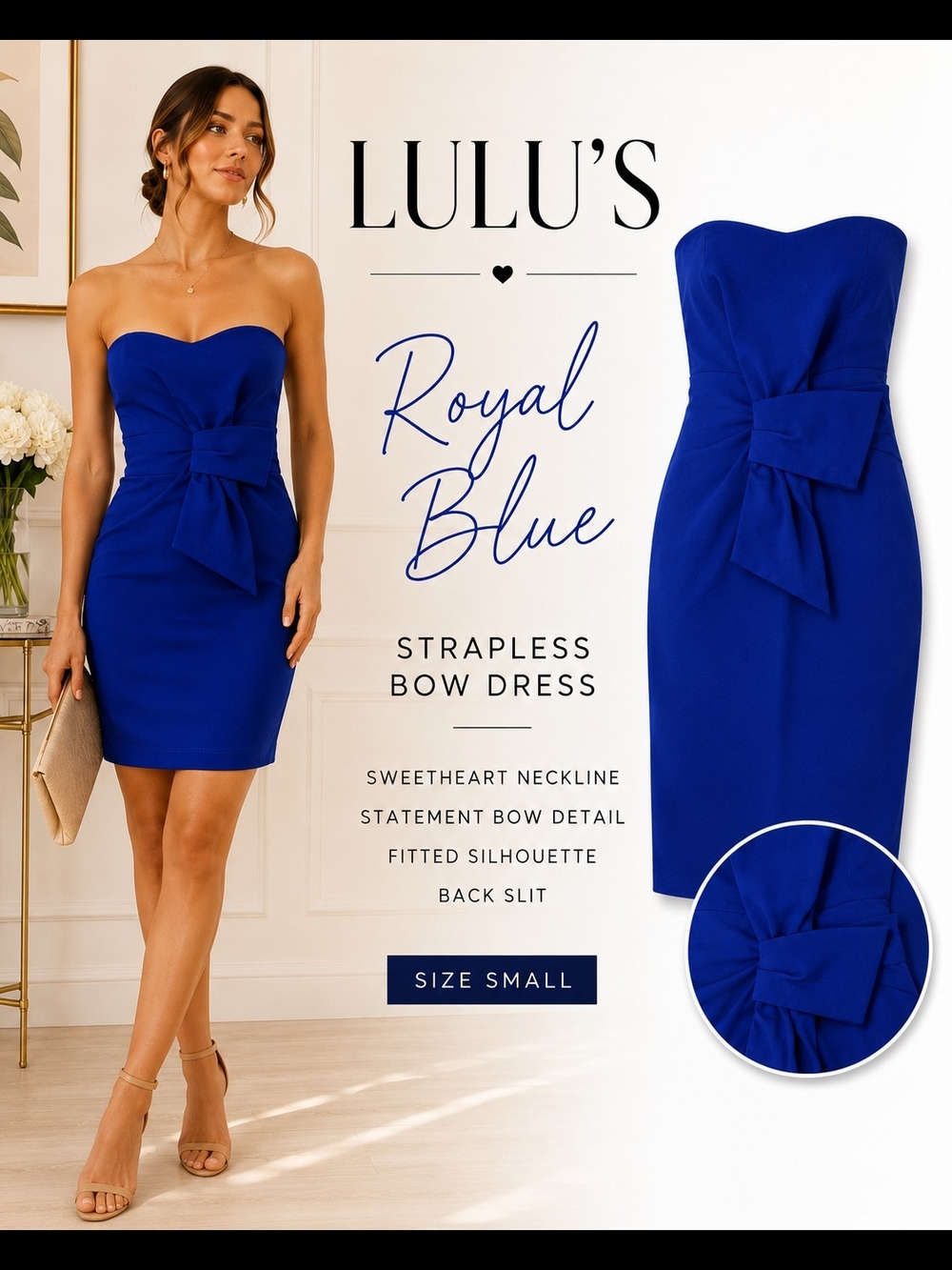 Lulu's Royal Blue Strapless Dress Size S